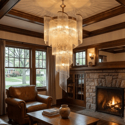 Daxv Ornate Spiral Cascade Glass Chandelier