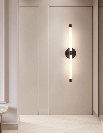 Voske Vertical Tube Minimalist Brass Wall Lamp