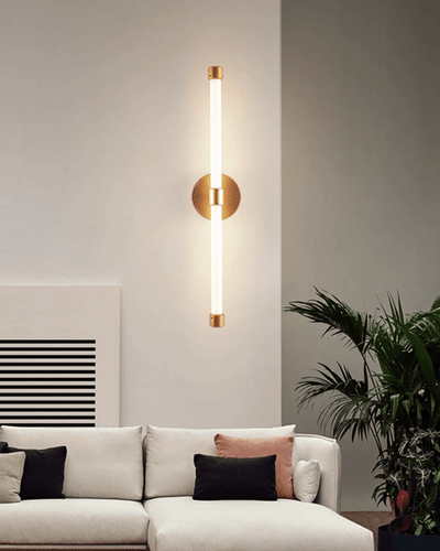 Voske Vertical Tube Minimalist Brass Wall Lamp
