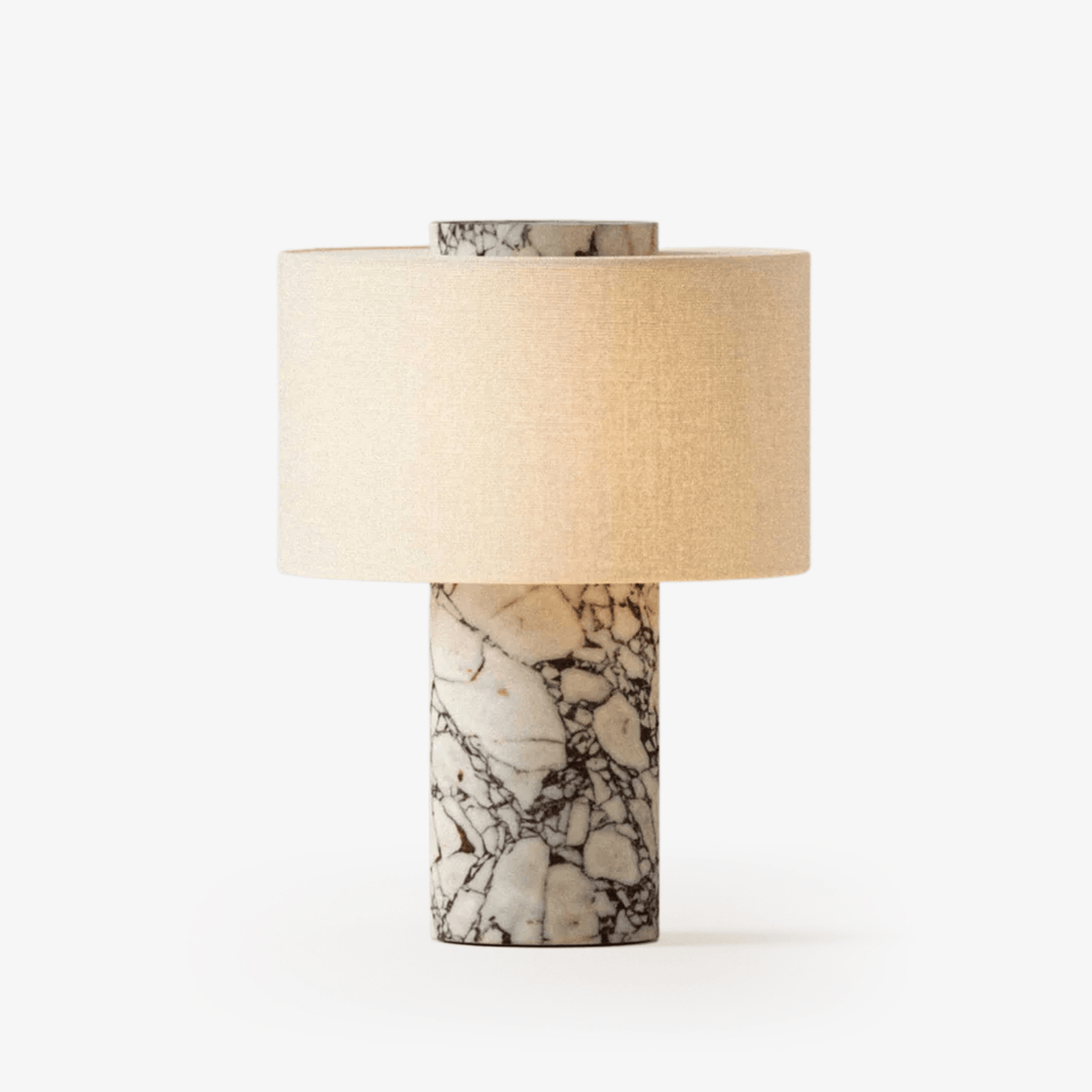 Kalvy Cylindrical  Travertine Marble Table Lamp