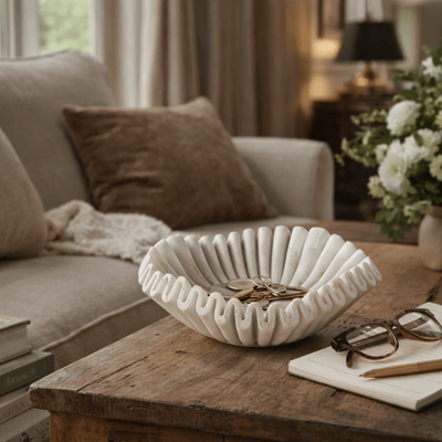 Flute Fold Stone Vessel Storage Tray