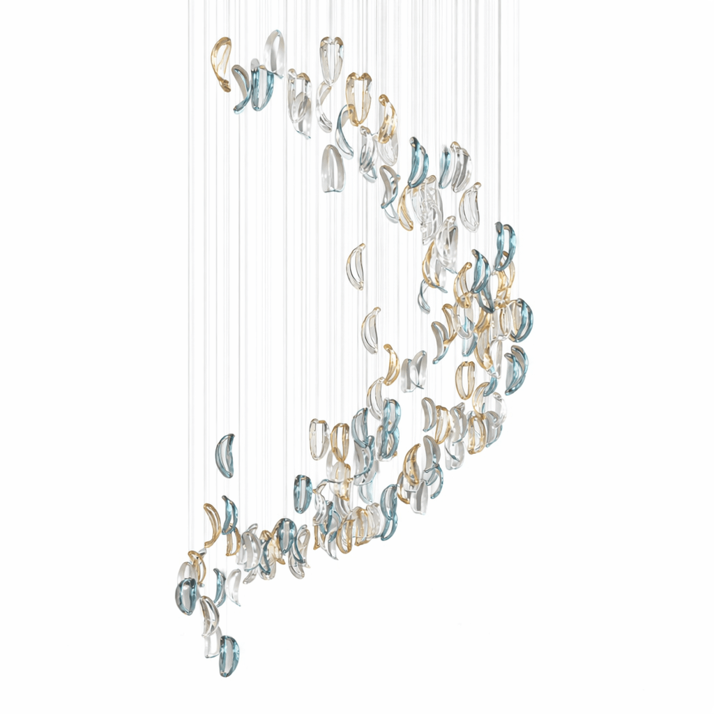 AquaFlux Grand Cascade Ripple Glass Art Customize Chandelier