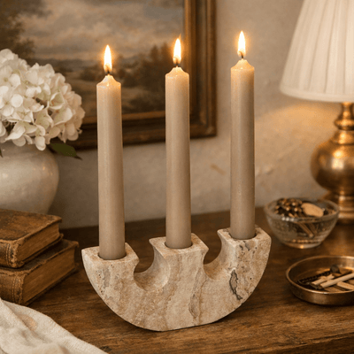 Stone Reliquary travertine Candle Holder