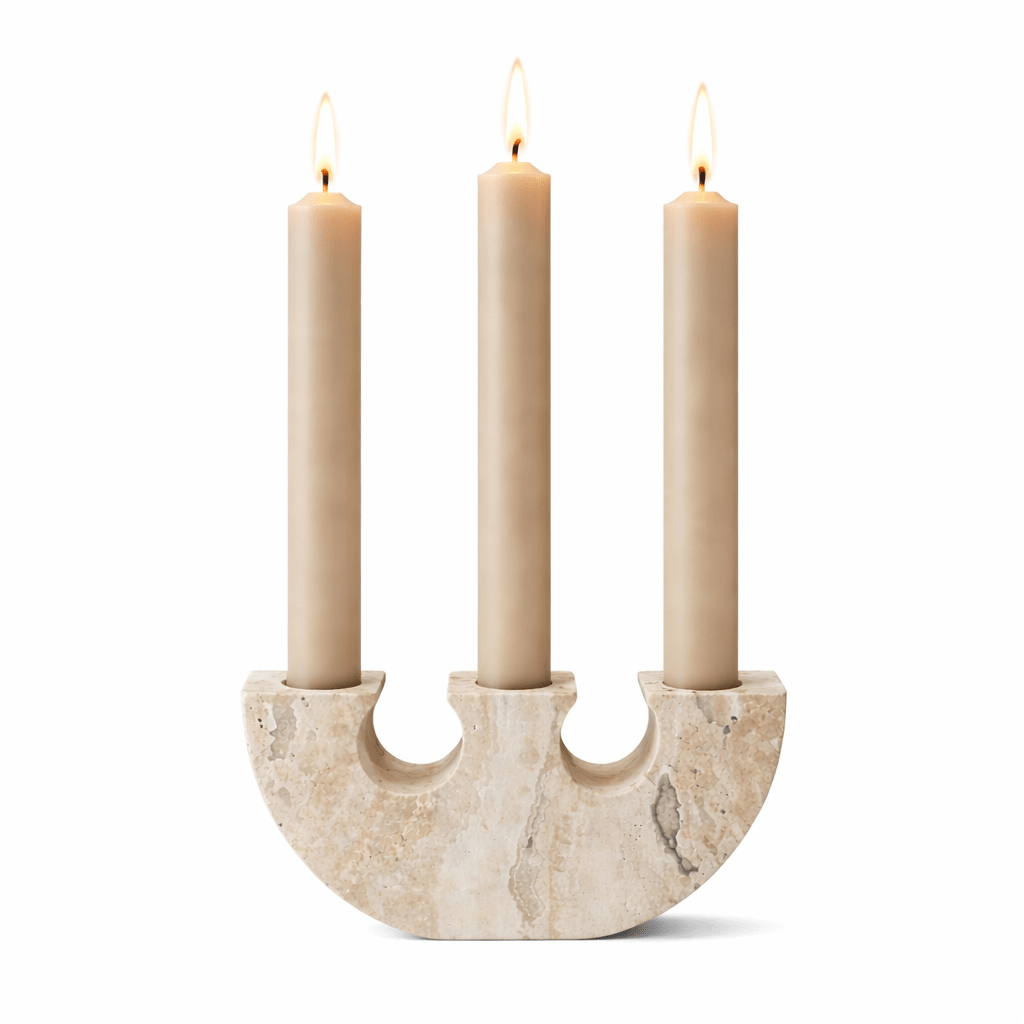Stone Reliquary travertine Candle Holder