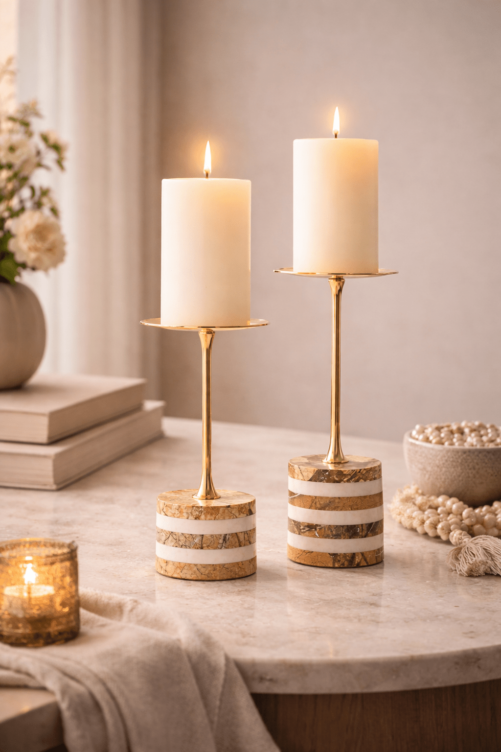 Nerinaya Marble Candle Holder