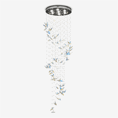 Volans Butterfly  Crystal Glass Chandelier