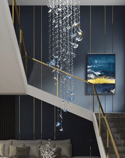 Volans Butterfly  Crystal Glass Chandelier