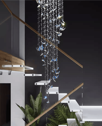 Volans Butterfly  Crystal Glass Chandelier