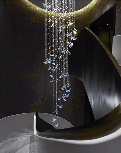 Volans Butterfly  Crystal Glass Chandelier