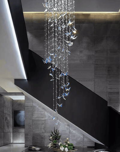 Volans Butterfly  Crystal Glass Chandelier
