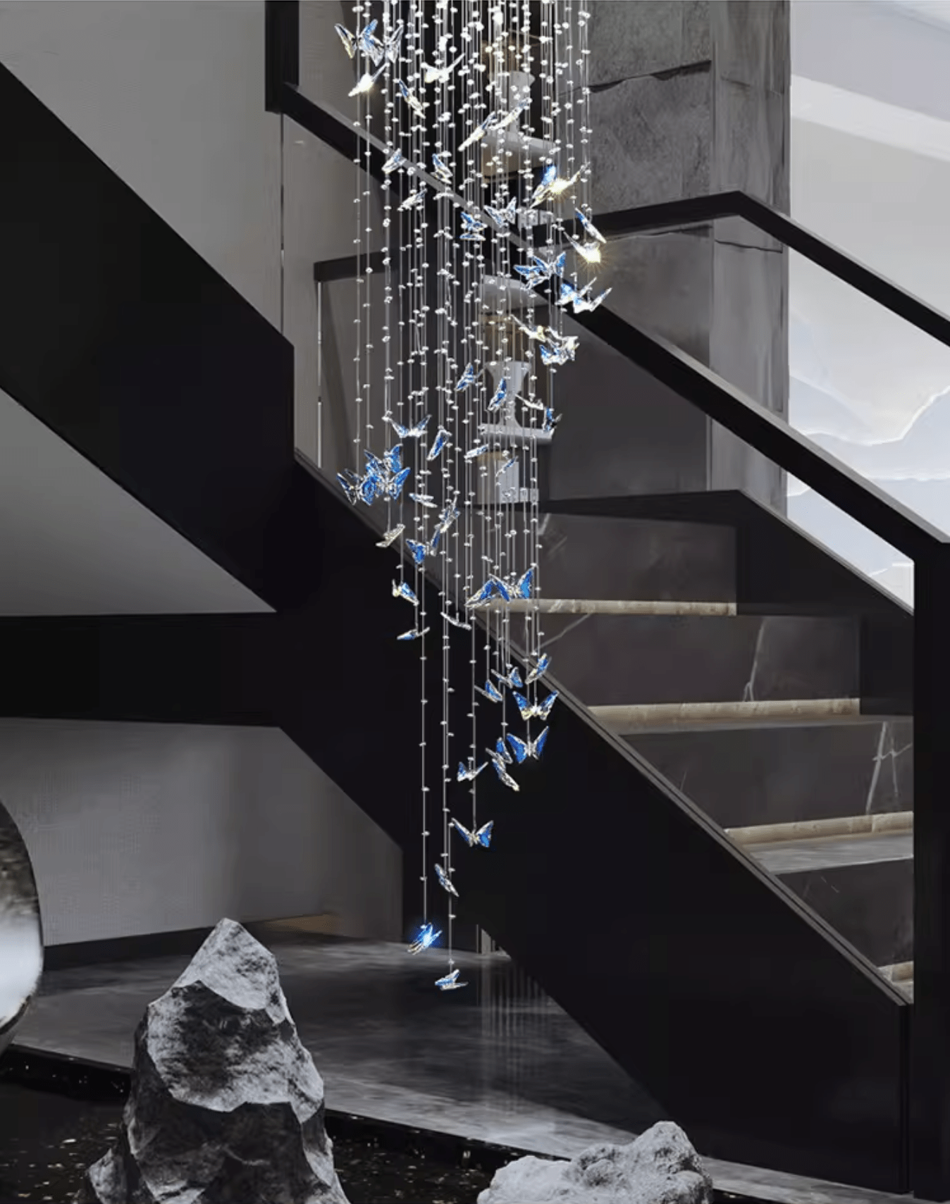 Volans Butterfly  Crystal Glass Chandelier