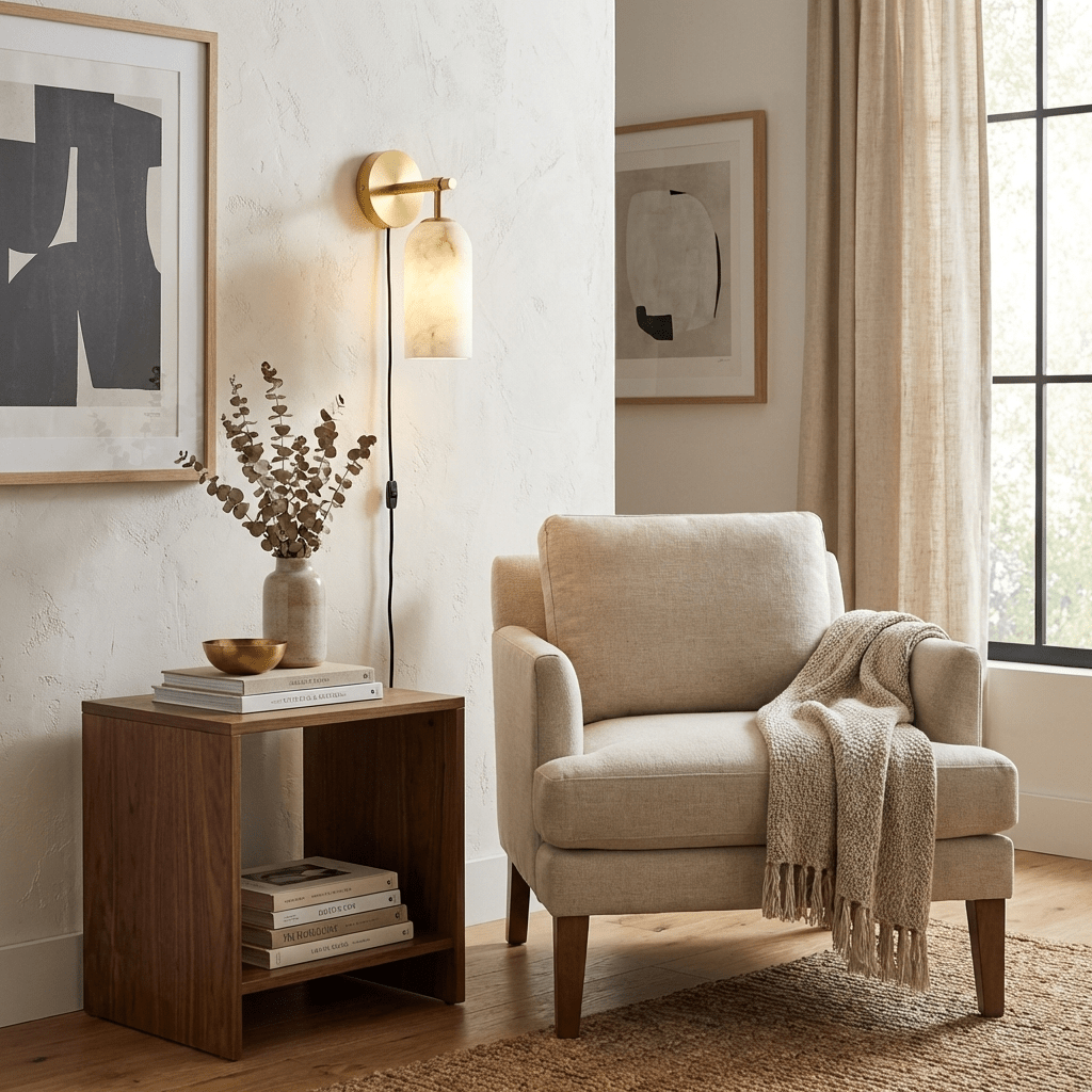 Everwell Pillar Alabaster Plug In Indoor Wall Light