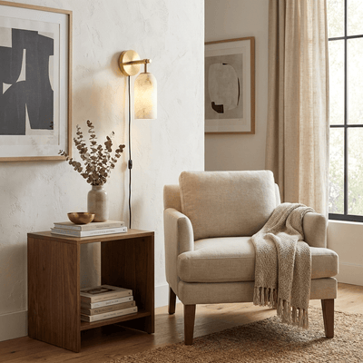 Everwell Pillar Alabaster Plug In Indoor Wall Light