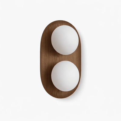 Twin Orb Oak Wall Light