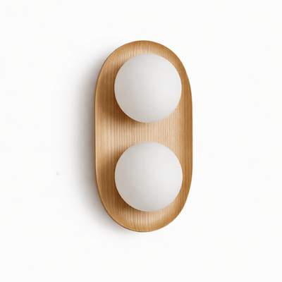 Twin Orb Oak Wall Light