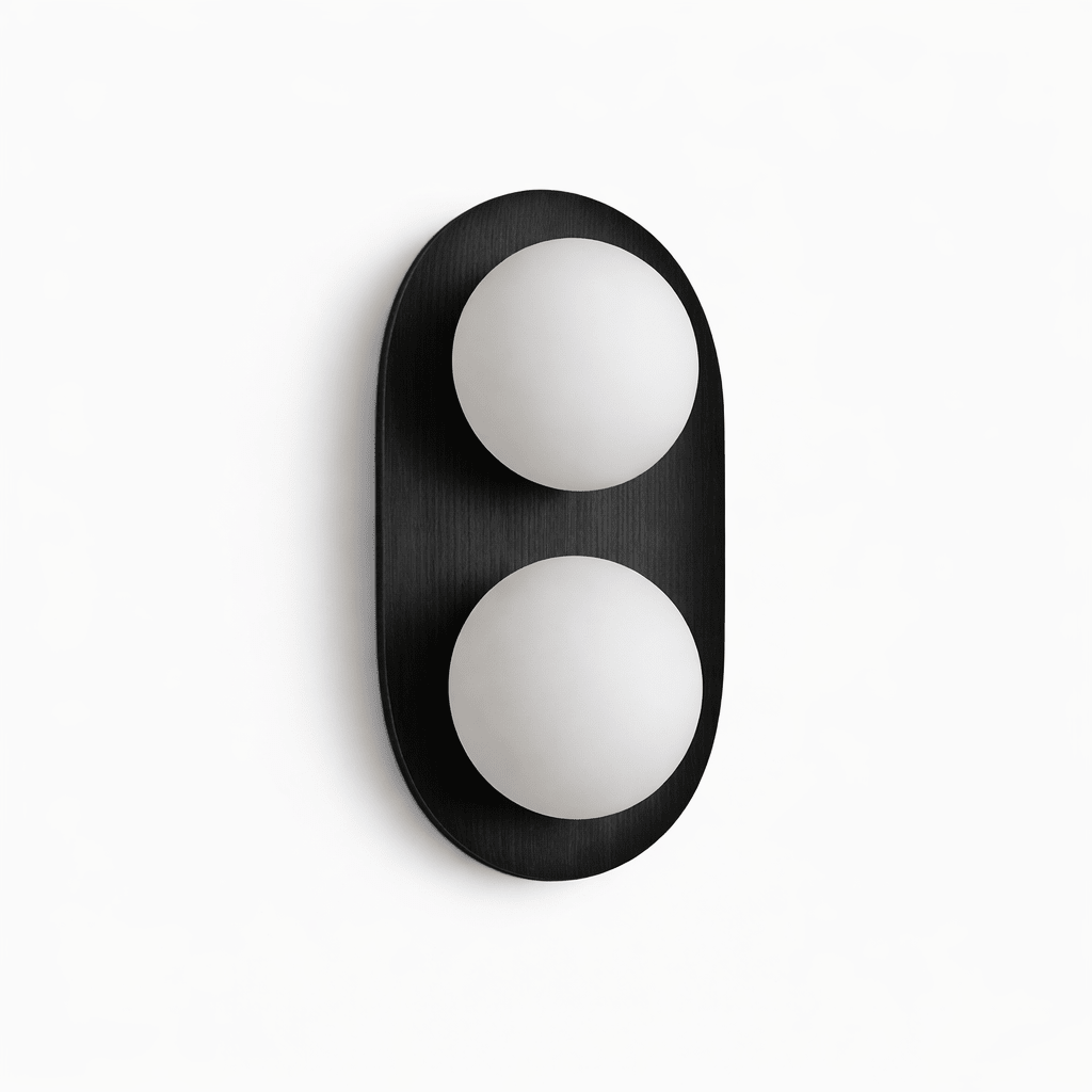 Twin Orb Oak Wall Light