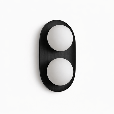 Twin Orb Oak Wall Light