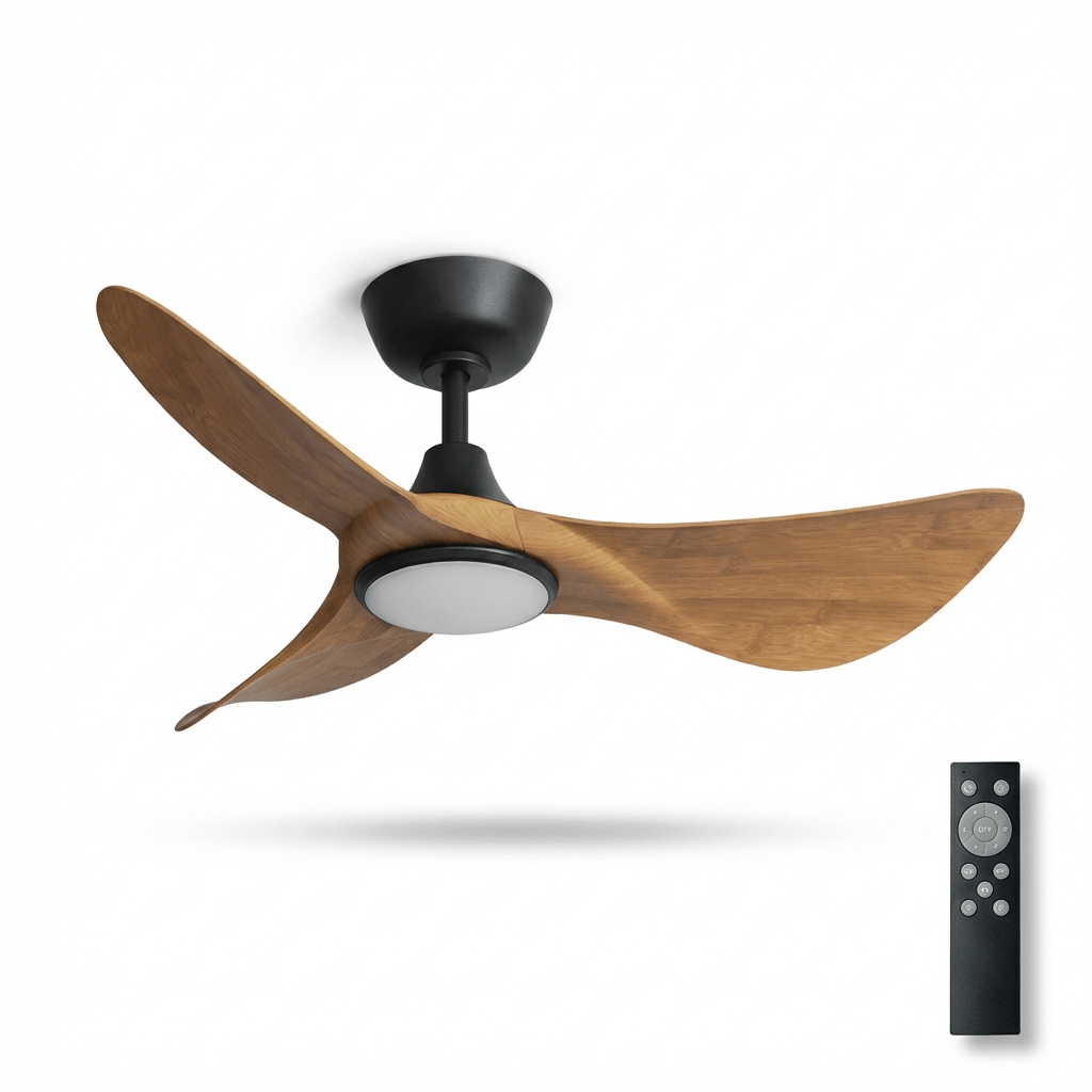 Riniaya Sculpted Wood Ceiling Fan Light