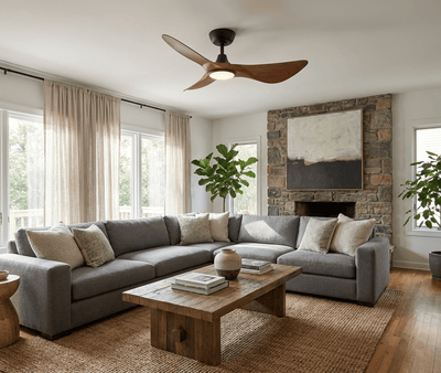 Riniaya Sculpted Wood Ceiling Fan Light