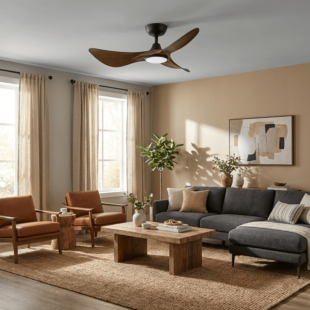 Riniaya Sculpted Wood Ceiling Fan Light