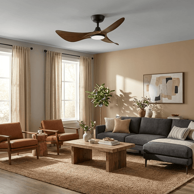 Riniaya Sculpted Wood Ceiling Fan Light