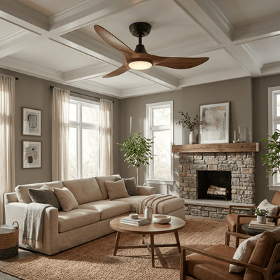 Riniaya Sculpted Wood Ceiling Fan Light