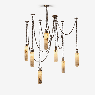 Alabaster Cylinder Cluster Chandelier