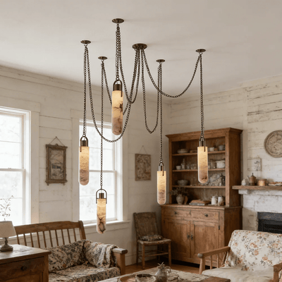 Alabaster Cylinder Cluster Chandelier