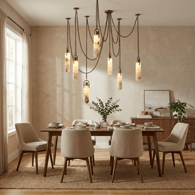 Alabaster Cylinder Cluster Chandelier