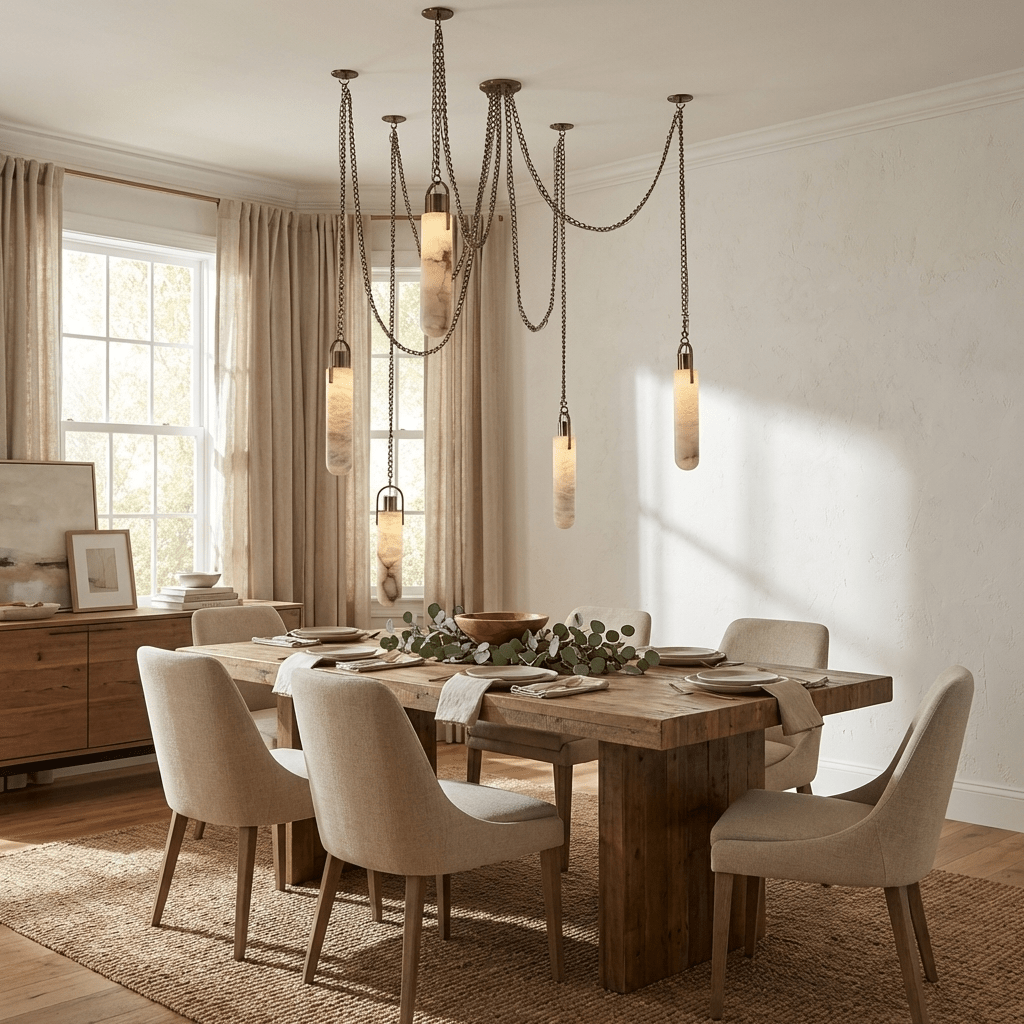 Alabaster Cylinder Cluster Chandelier