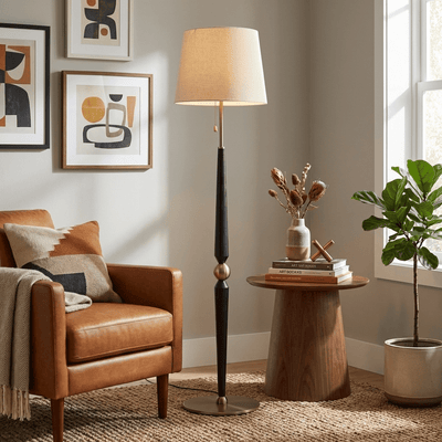 Aldivina Sculpted Wood Floor Lamp