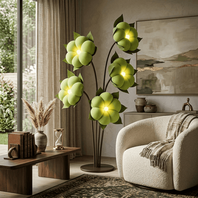 Sylvianne Green Blossom Floor Lamp