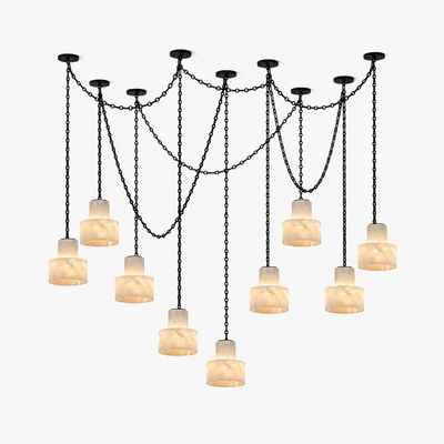 Leocadie Multi-Tier Chain Drum Pendant Lamp