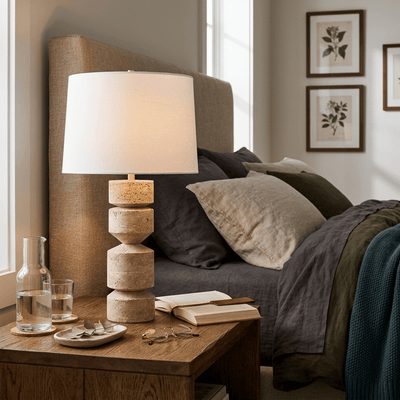 Tessara Travertine Table Lamp
