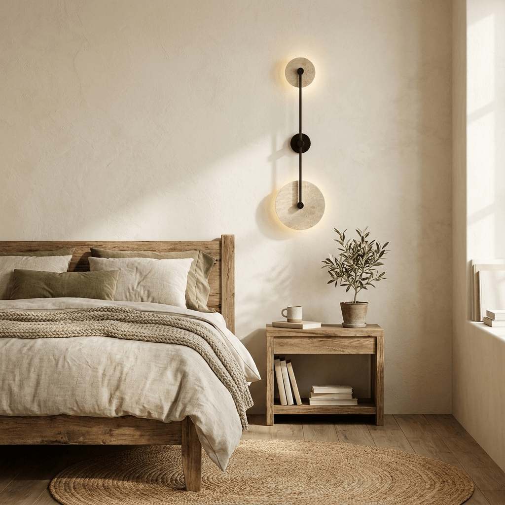 Noraline Disc Travertine Wall Sconce