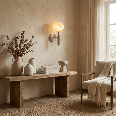 Globe Alabaster Wall Sconce