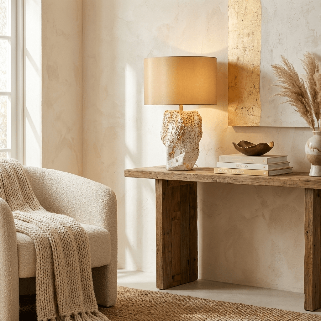 Ostreya Coral-Texture Ceramic Table Lamp