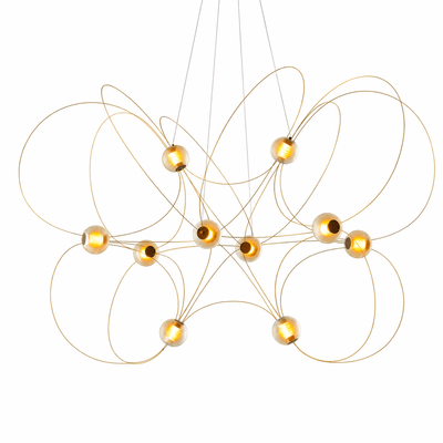 Amber Glass Orb Loop Chandelier