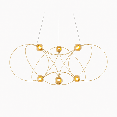 Amber Glass Orb Loop Chandelier
