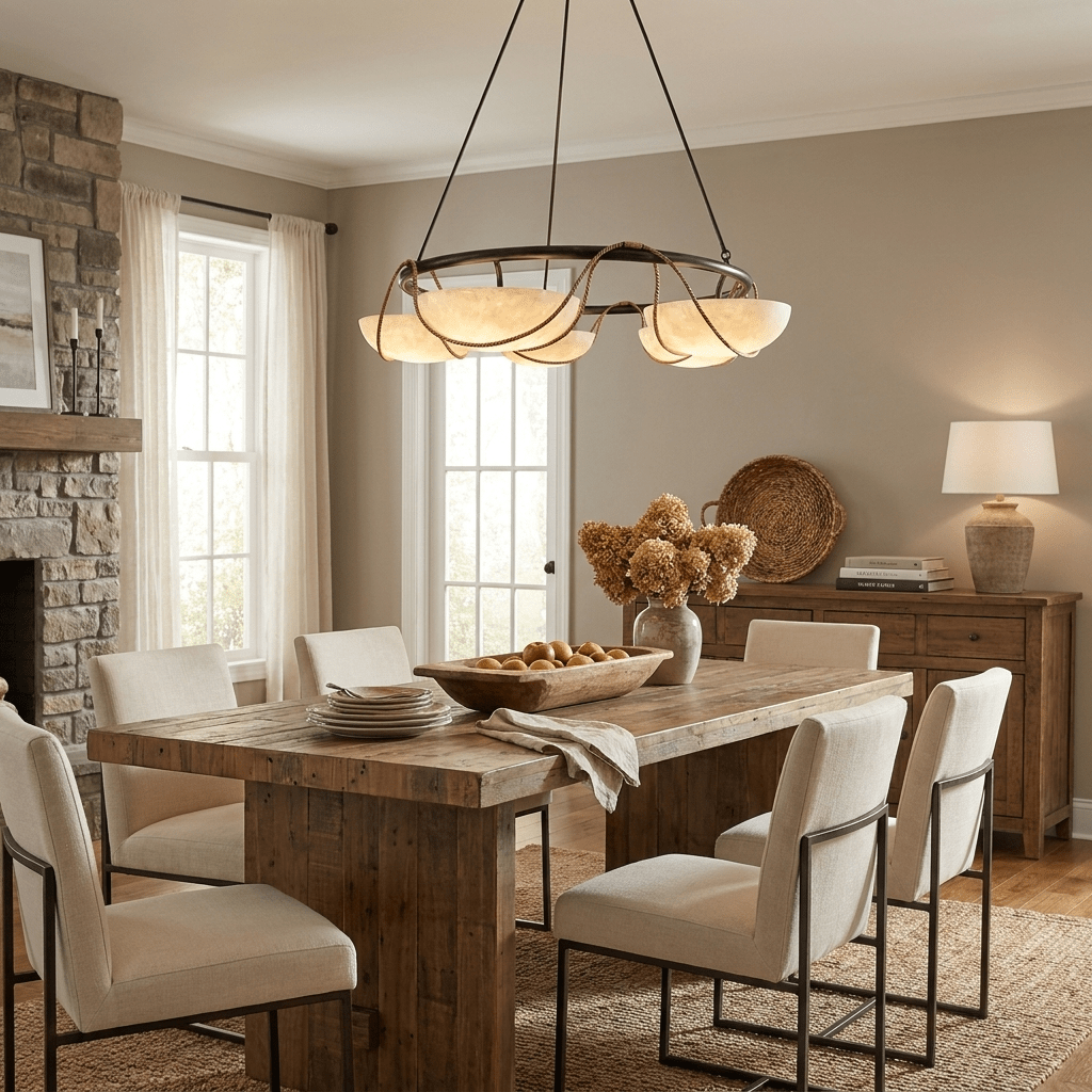 Alabaster Bowl Ring Chandelier