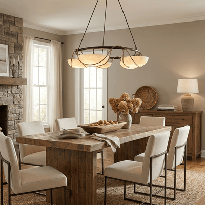 Alabaster Bowl Ring Chandelier