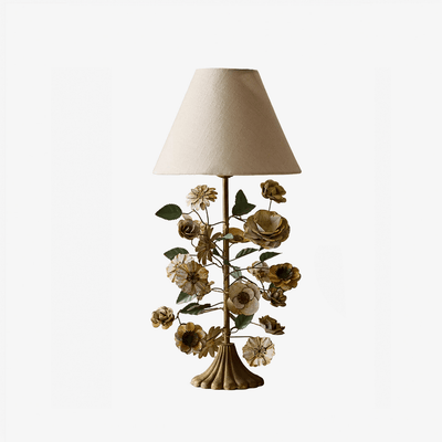 Sculpted Metal Floral Table Lamp