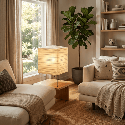 Ribbed Paper Lantern Table Lamp