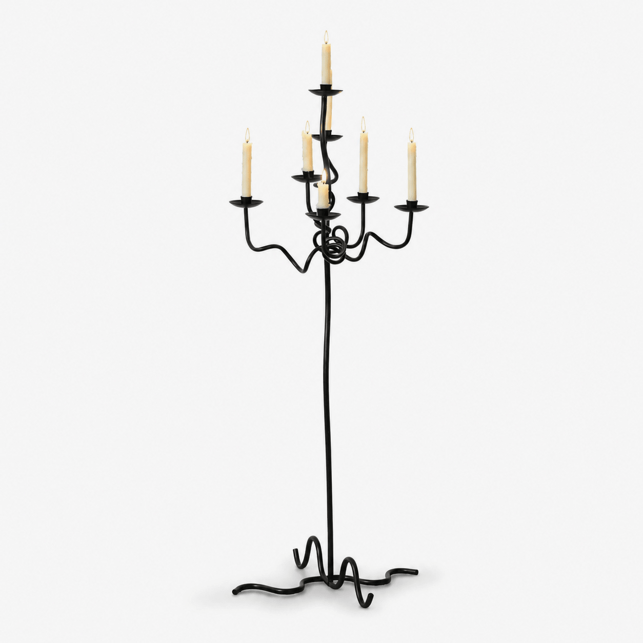 Hand Forged Iron Floor Candelabra