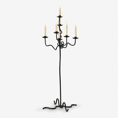 Hand Forged Iron Floor Candelabra