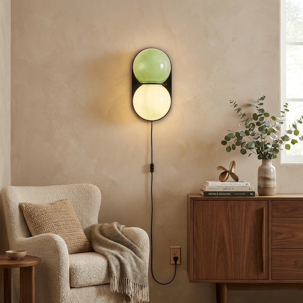 Orinborne Globe Glass Plug In Indoor Wall Light