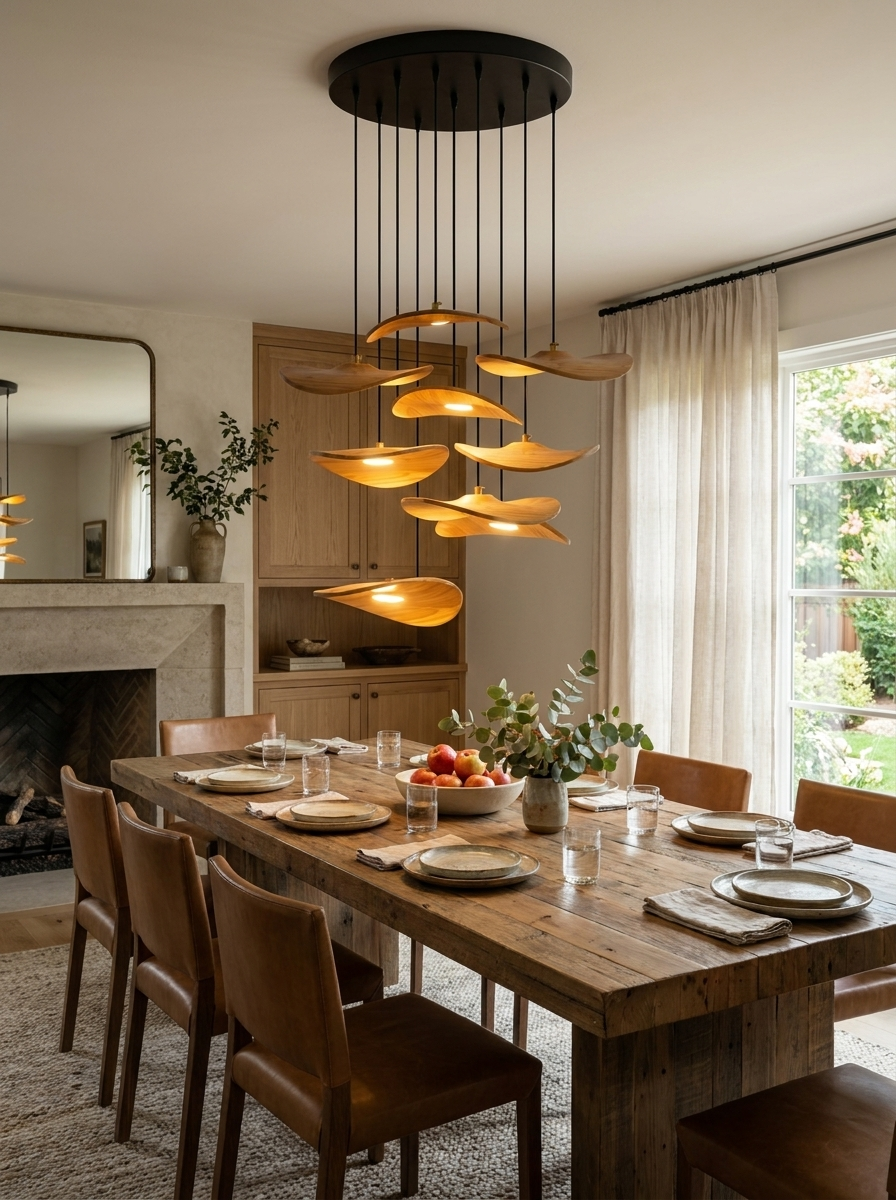 Lowenstone Wood Blade Chandelier