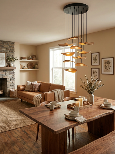 Lowenstone Wood Blade Chandelier