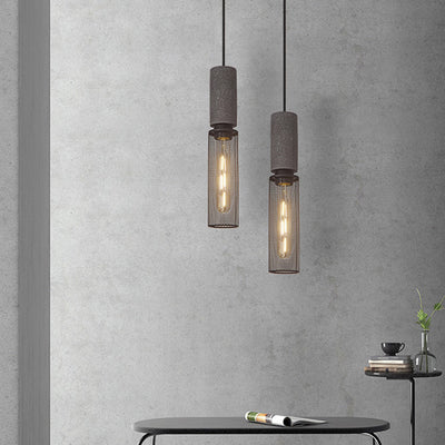 Arisha Industrial Cylindrical Pendant Light, Cement Wabi-Sabi - Neutral Decor