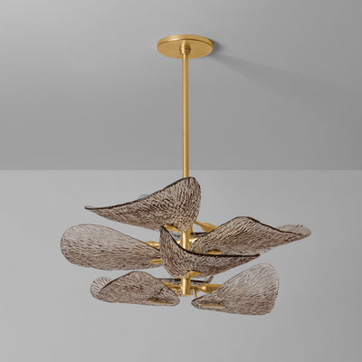 Celaline Chandelier Cardiff Piastra Glass Petal Layered Bronze